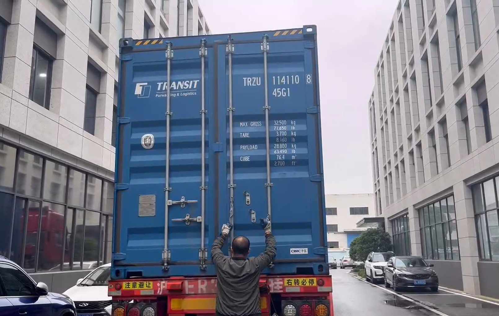 Export container leaving the WeClean factory site